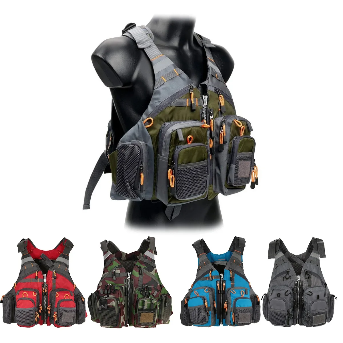 Fishing Jacket Waterproof - Einstellbare Angeln Weste Atmungsaktiv Mehrere Taschen