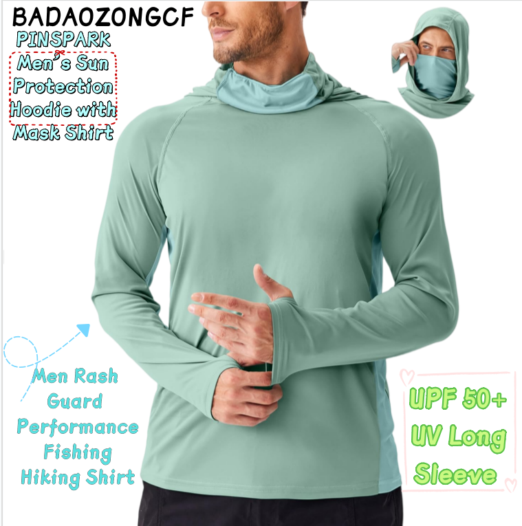 Fishing Mask Sun Protection - PINSPARK Herren Sonnenschutz-Hoodie mit Maske UPF