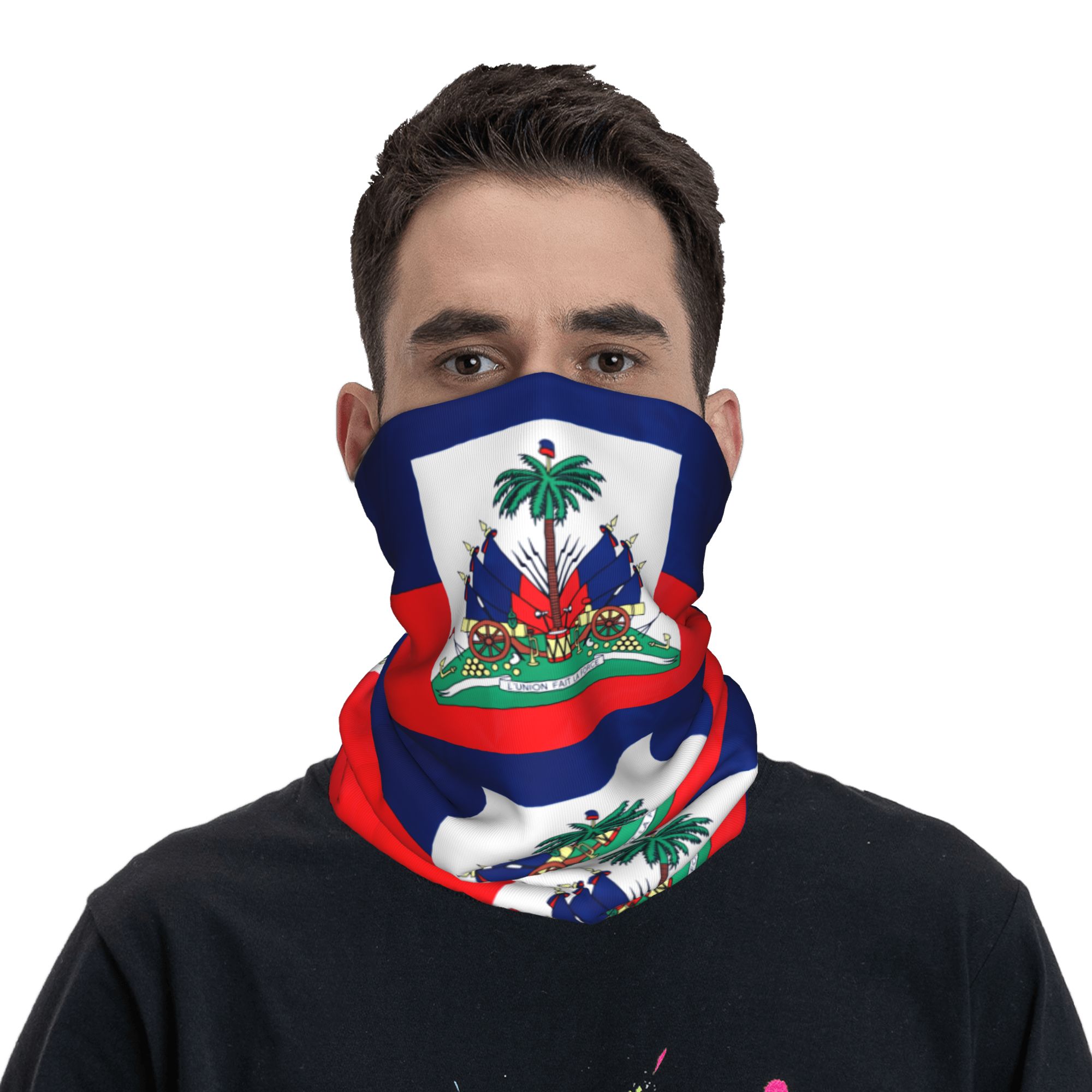 Fishing Mask Sun Protection - Outdoor-Sport Balaclava mit Haiti-Flagge, Fahrradmaske, Weiche