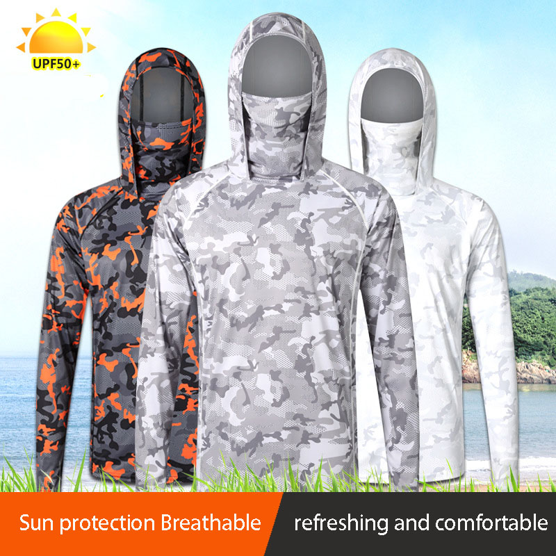 Fishing Shirt Uv Protection - Tarnung Angeln T-Shirt mit Gesichts maske
