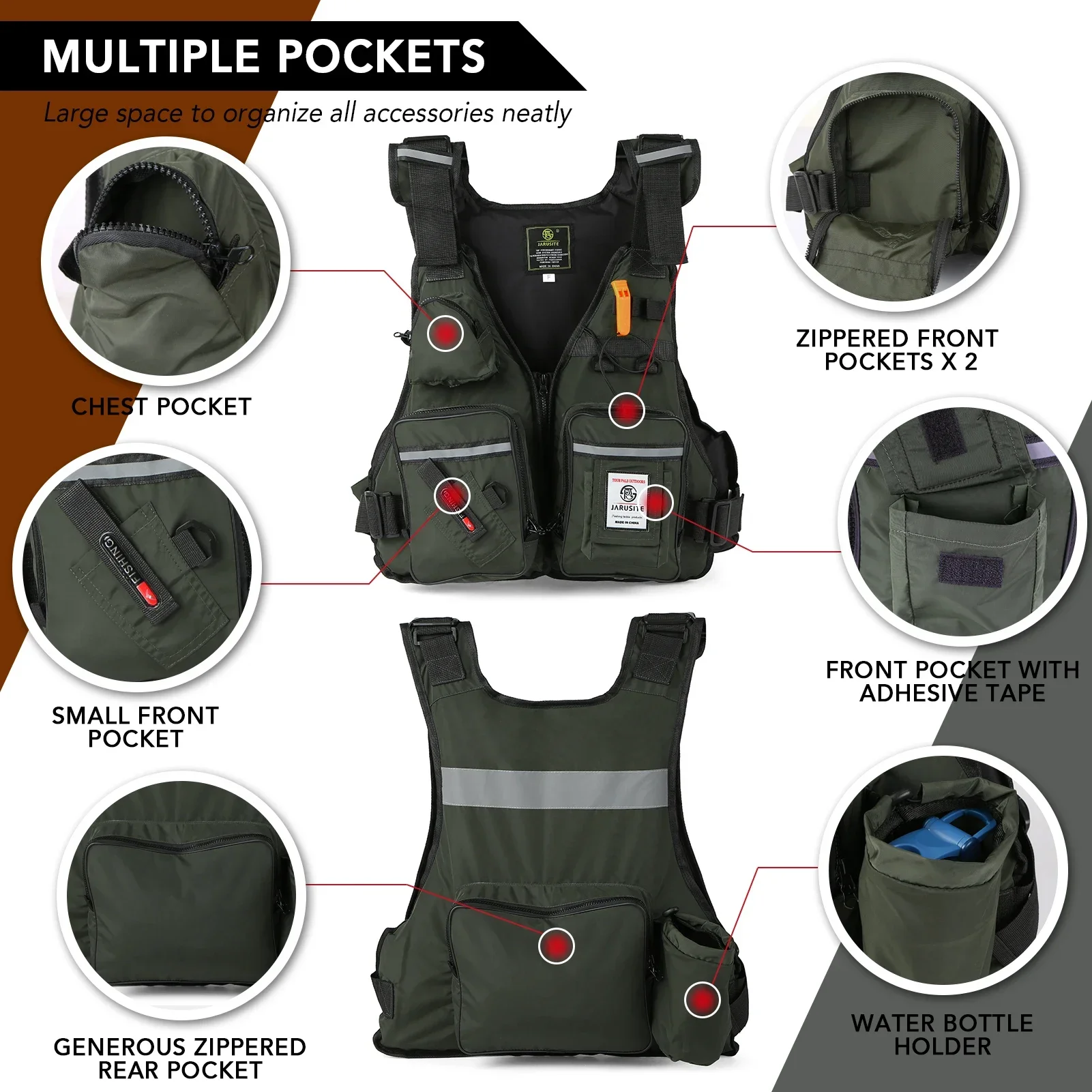 Fishing Jacket Waterproof - 2026 Erwachsenen-Angelweste mit Mehreren Taschen, Hoher