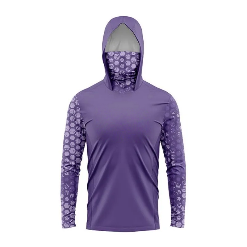 Fishing Shirt Uv Protection - MALFC Kapuzen-Angelhemd Angelbekleidung Herren Langarm-Angel-T-Shirt UV-Schutz