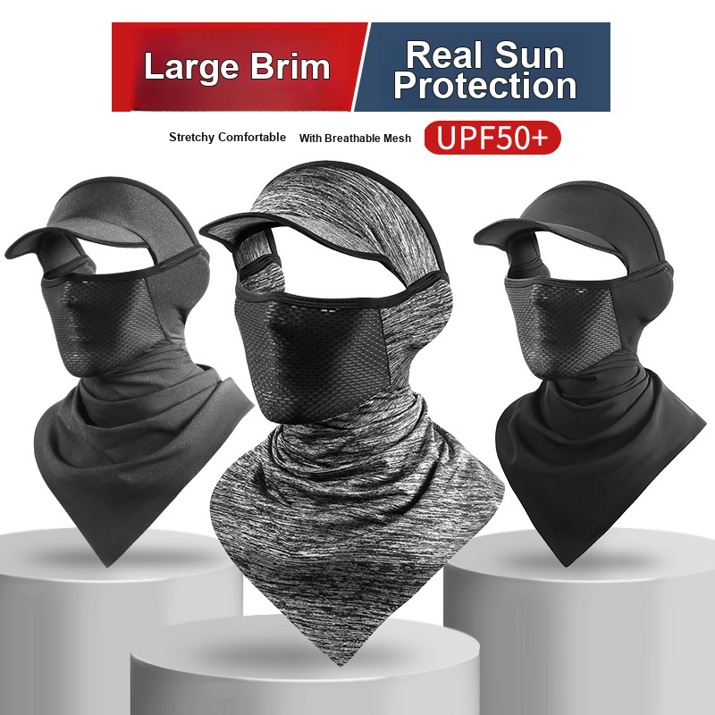 Fishing Mask Sun Protection - Sonnenschutz-Fahrrad-Gesichtsmaske, atmungsaktives Eisseiden-Dreieck-Stirnband mit Visier für