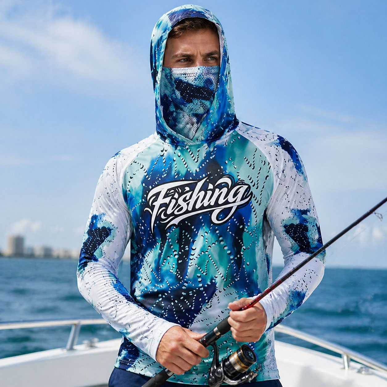 Fishing Hoodie - Angler-Hoodie, Reitoberteil, UPF 50+ Lauf-T-Shirt, Strandkleidung,