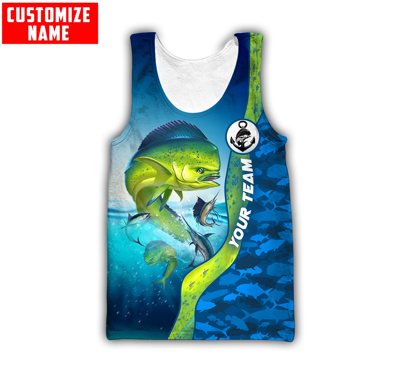 Fishing Vest - Custom name Mahi mahi angeln 3D